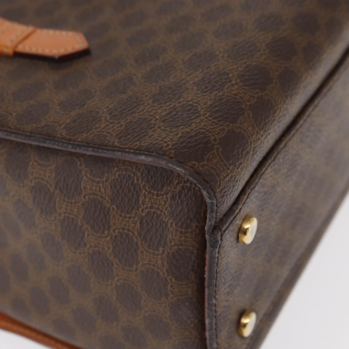 CELINE Macadam Canvas Hand Bag PVC Leather 2way Brown Gold Auth 134331V