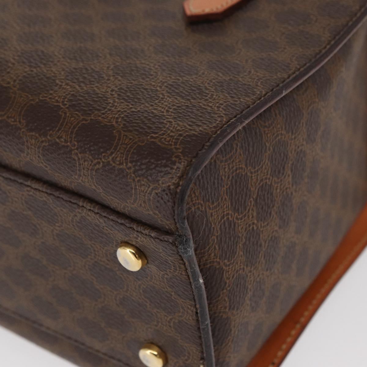 CELINE Macadam Canvas Hand Bag PVC Leather 2way Brown Gold Auth 134331V