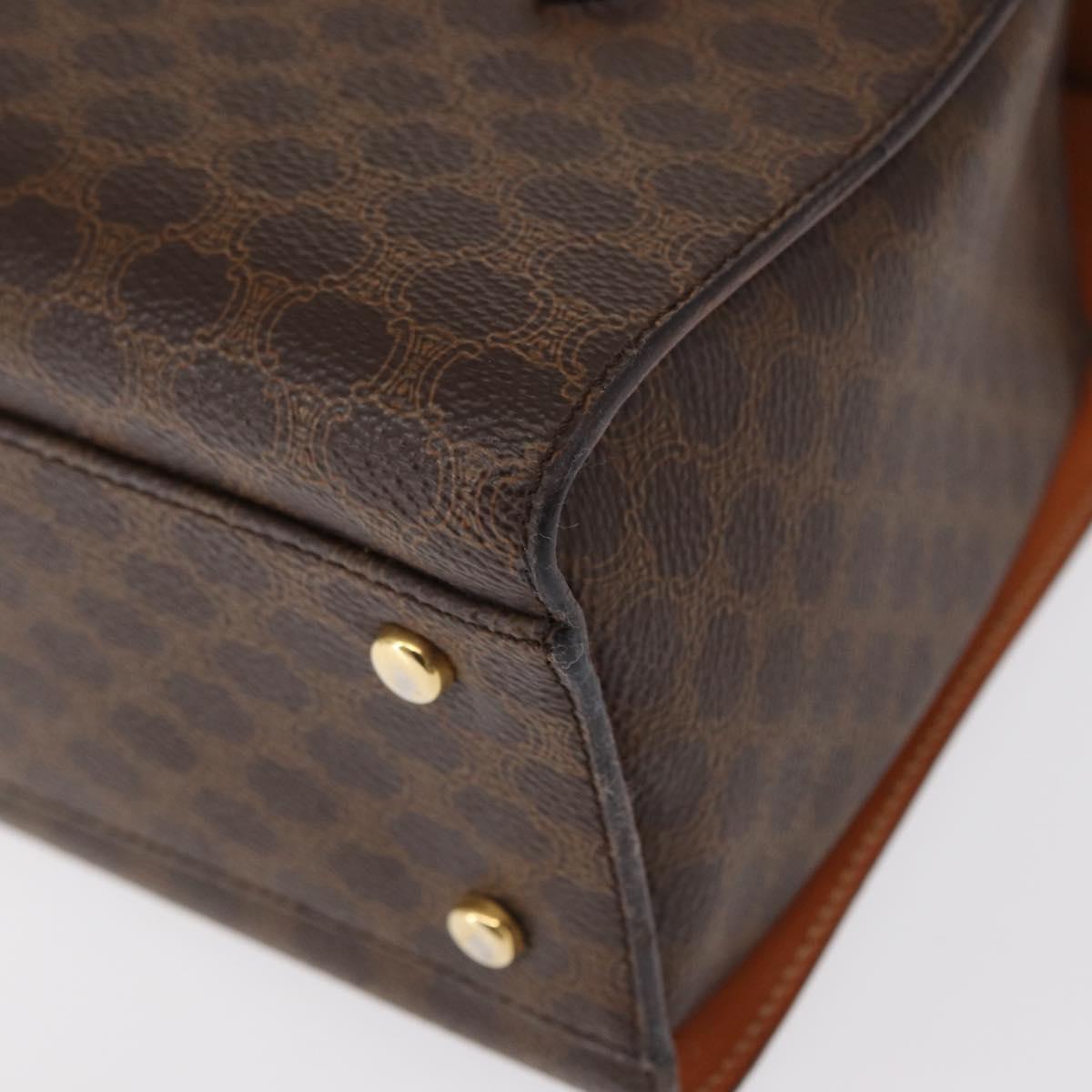 CELINE Macadam Canvas Hand Bag PVC Leather 2way Brown Gold Auth 134331V