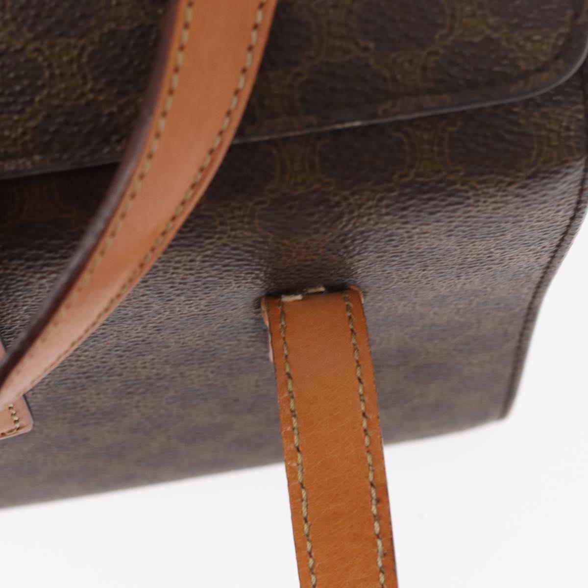 CELINE Macadam Canvas Hand Bag PVC Leather 2way Brown Gold Auth 134331V