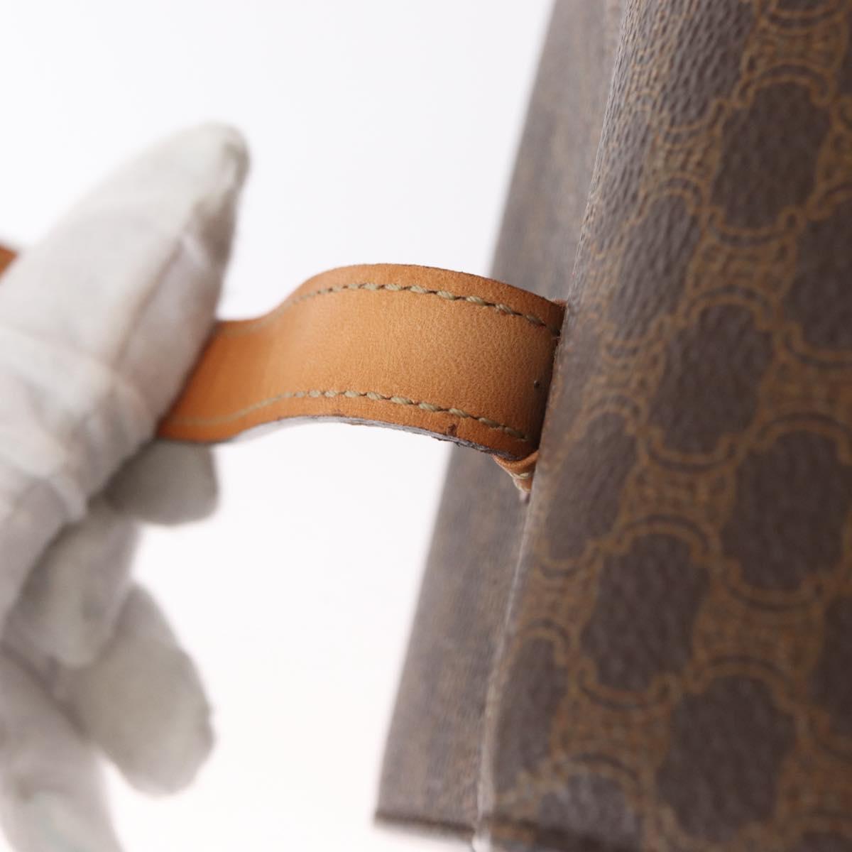 CELINE Macadam Canvas Hand Bag PVC Leather 2way Brown Gold Auth 134331V