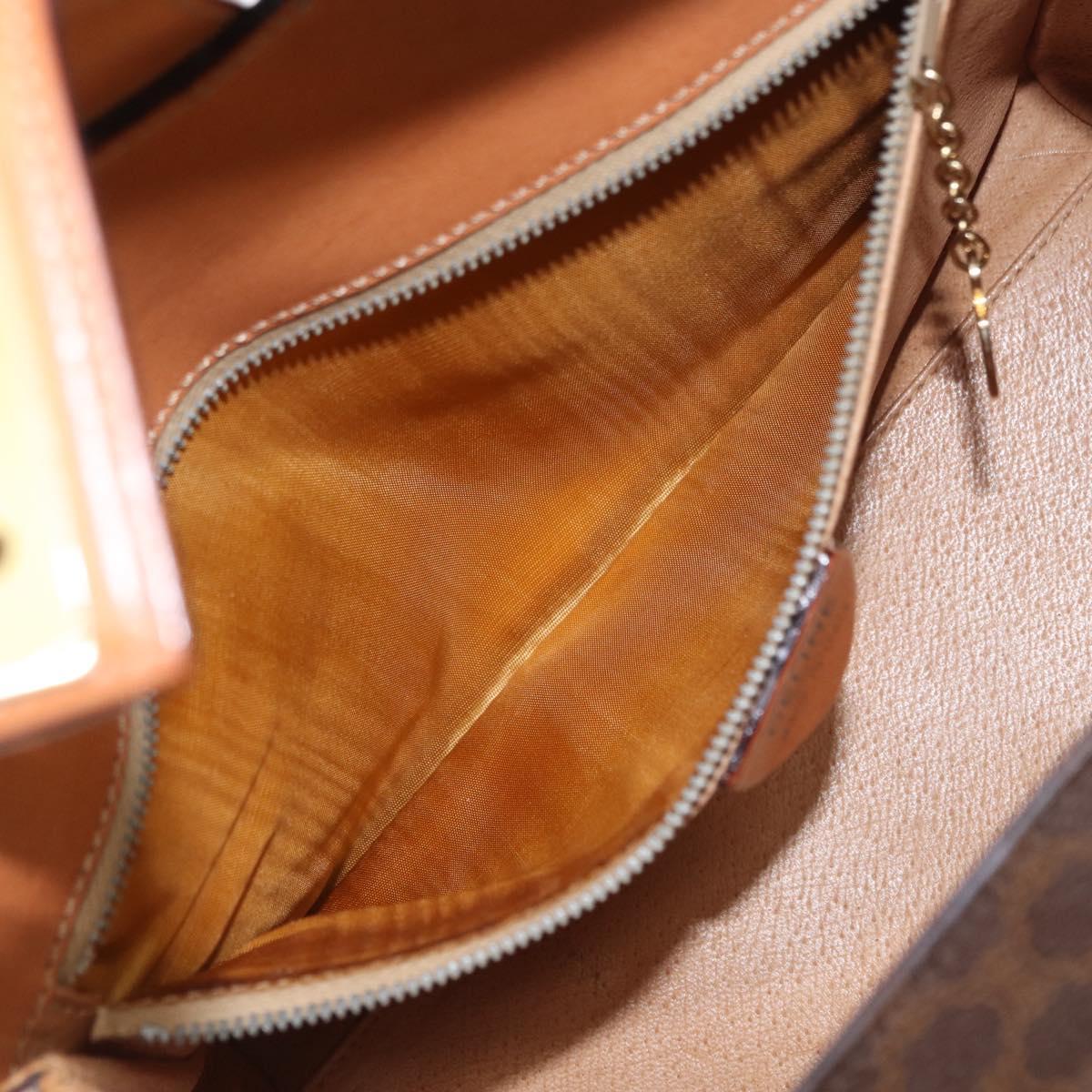 CELINE Macadam Canvas Hand Bag PVC Leather 2way Brown Gold Auth 134331V