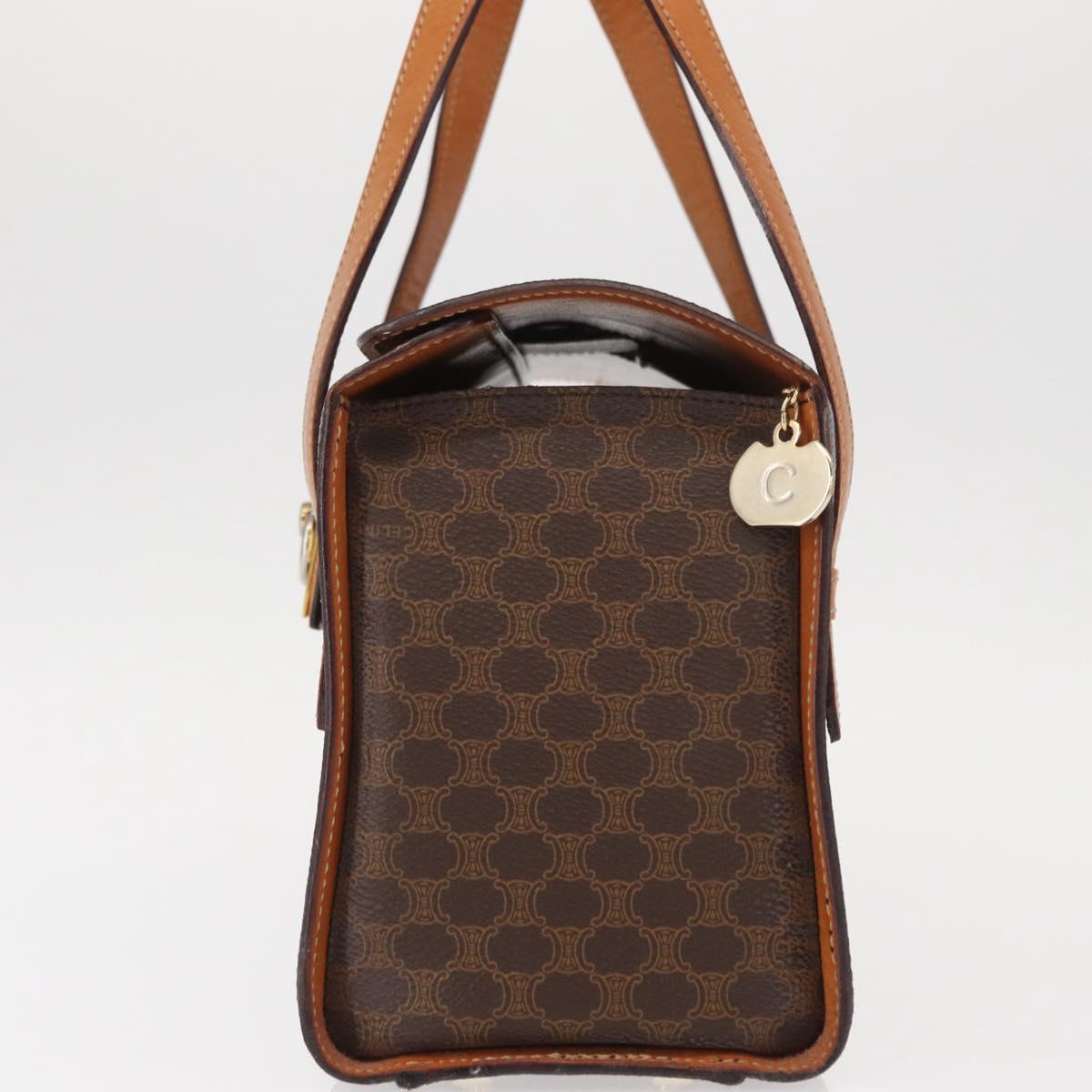 CELINE Macadam Canvas Hand Bag PVC Leather 2way Brown Gold Auth 134331V