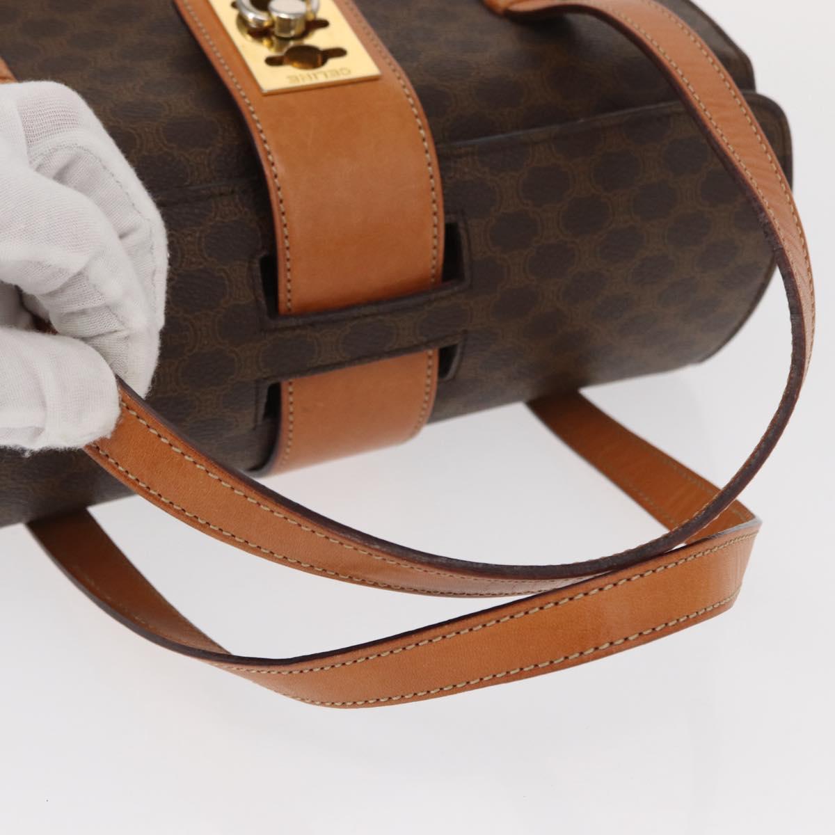 CELINE Macadam Canvas Hand Bag PVC Leather 2way Brown Gold Auth 134331V
