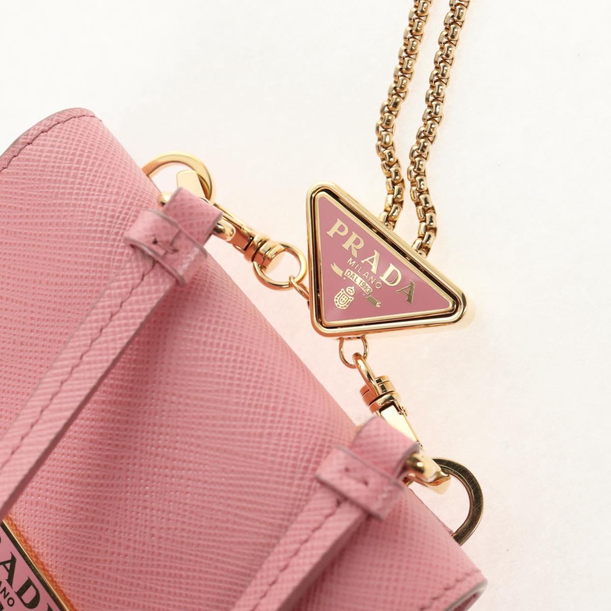 PRADA Chain Shoulder Bag Leather 2way Pink Gold 1BP050 Auth 134332M