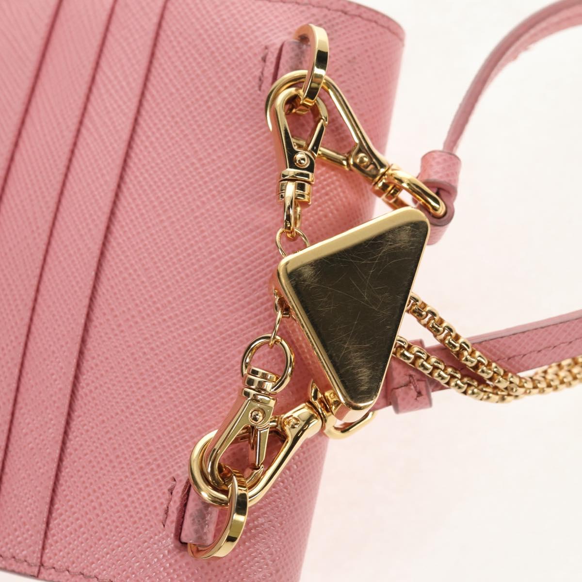 PRADA Chain Shoulder Bag Leather 2way Pink Gold 1BP050 Auth 134332M