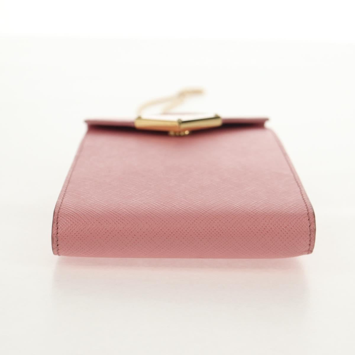 PRADA Chain Shoulder Bag Leather 2way Pink Gold 1BP050 Auth 134332M