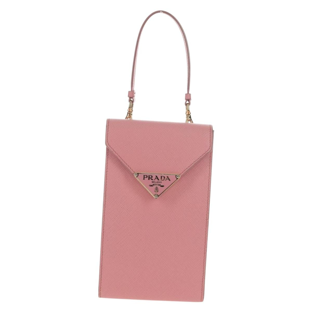 PRADA Chain Shoulder Bag Leather 2way Pink Gold 1BP050 Auth 134332M