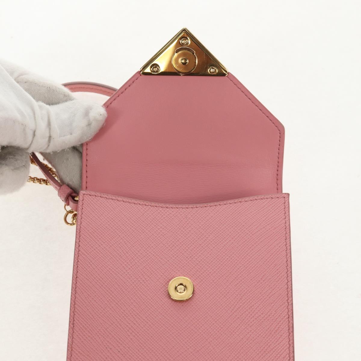 PRADA Chain Shoulder Bag Leather 2way Pink Gold 1BP050 Auth 134332M