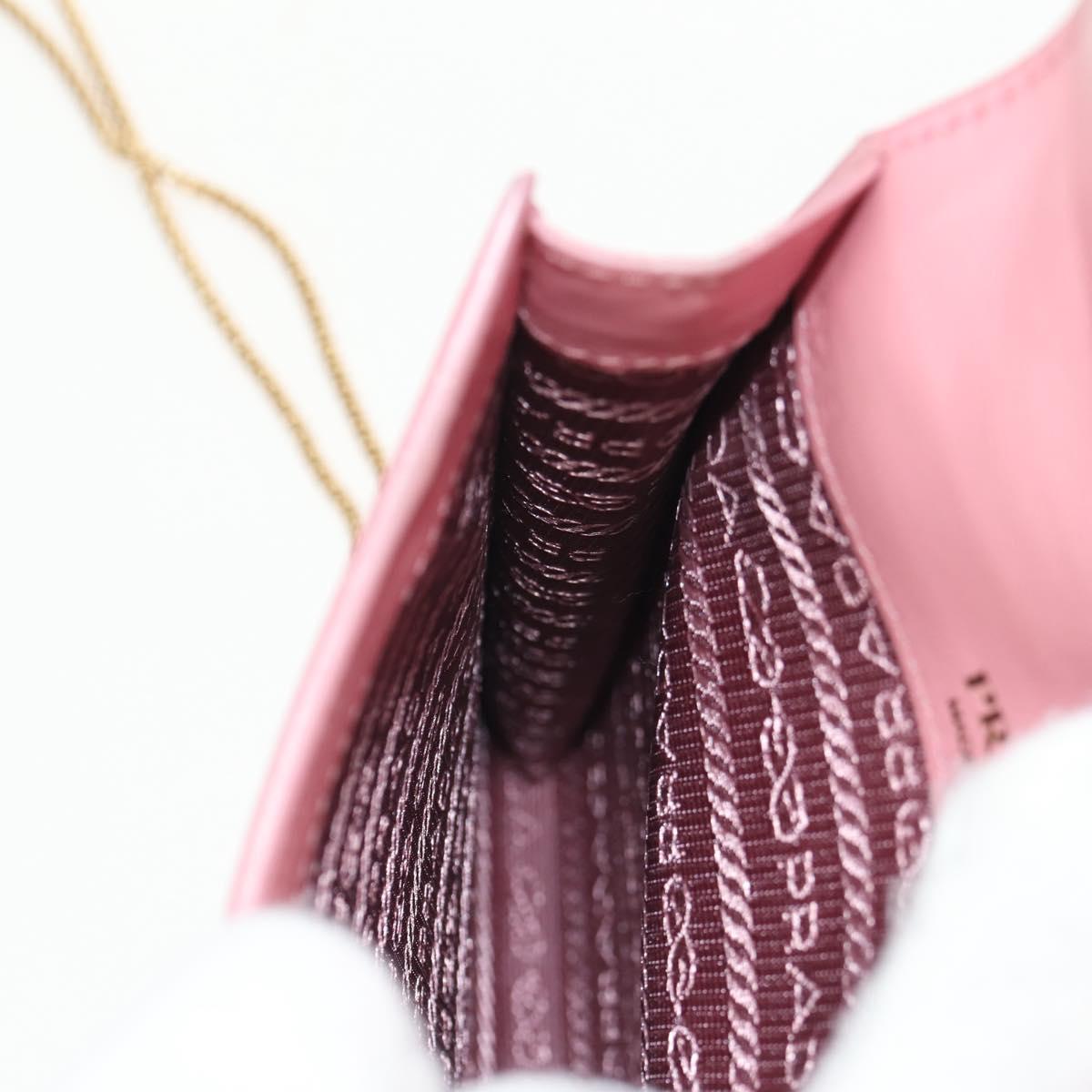 PRADA Chain Shoulder Bag Leather 2way Pink Gold 1BP050 Auth 134332M