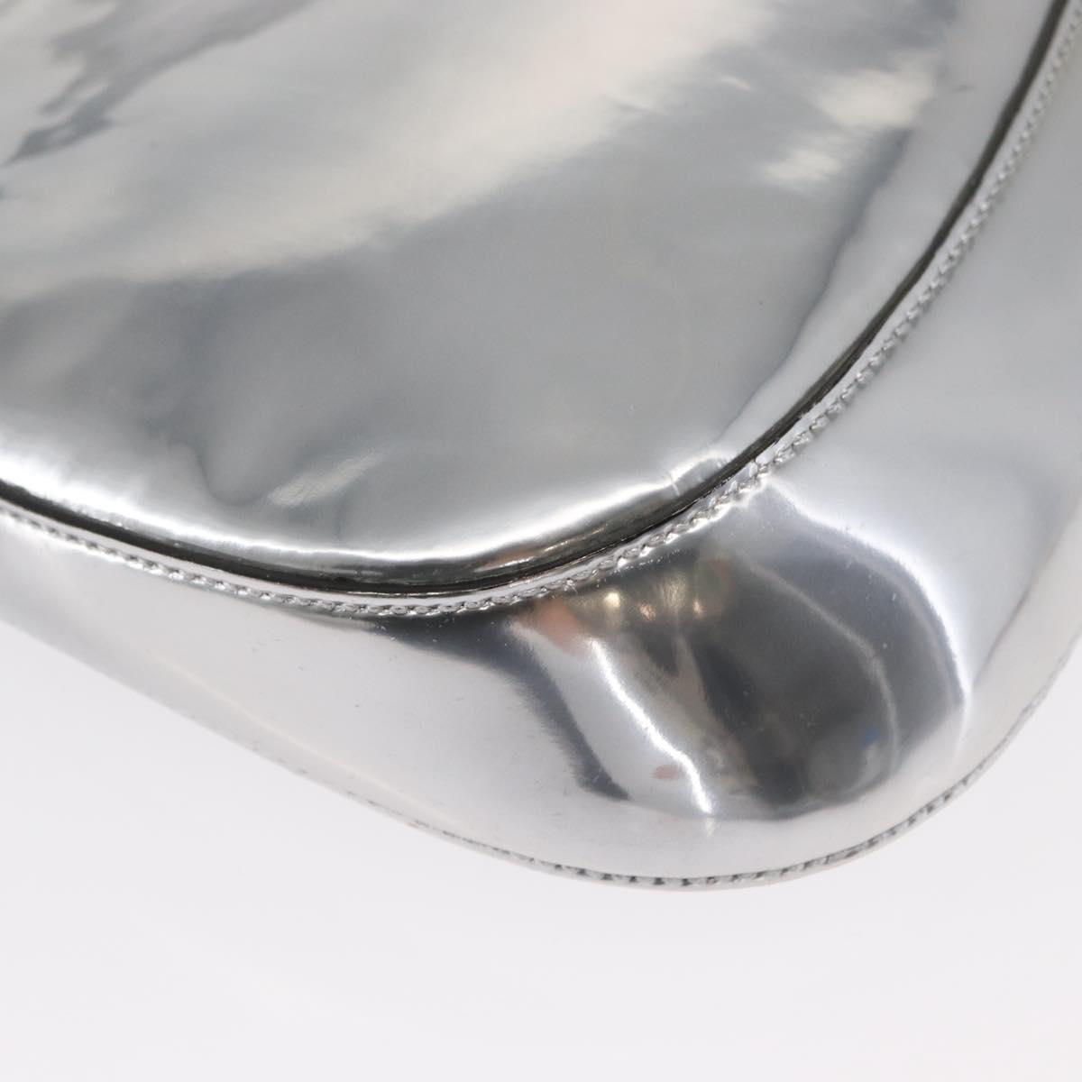 PRADA Shoulder Bag Leather Silver Auth 134333V