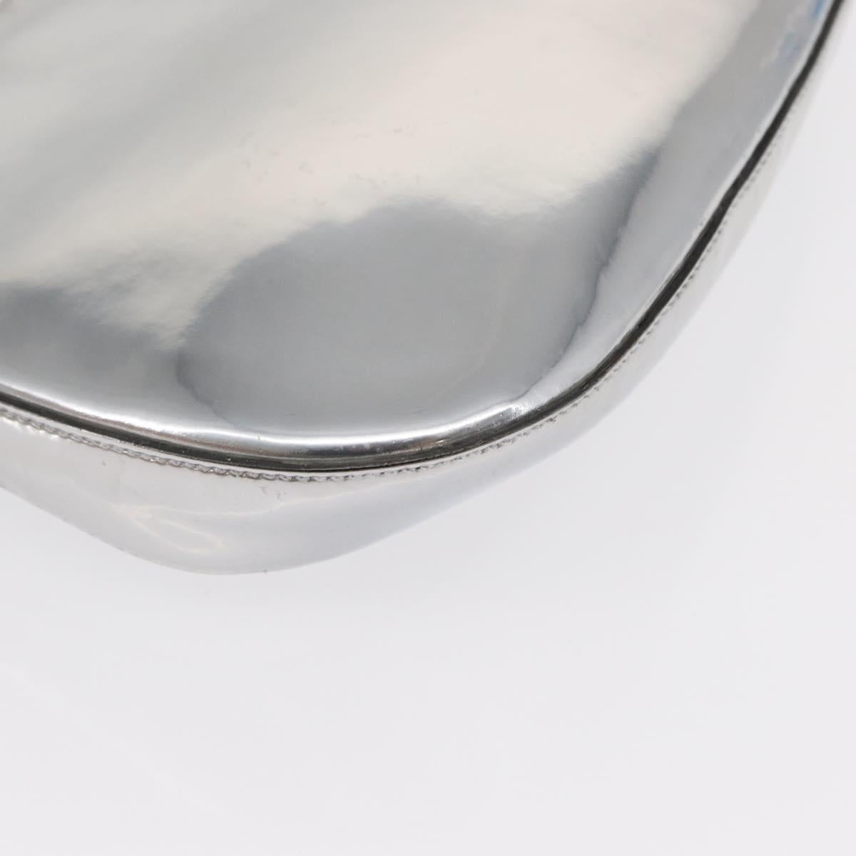 PRADA Shoulder Bag Leather Silver Auth 134333V