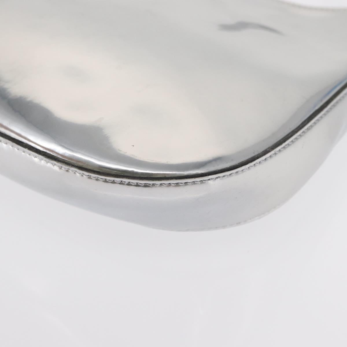 PRADA Shoulder Bag Leather Silver Auth 134333V