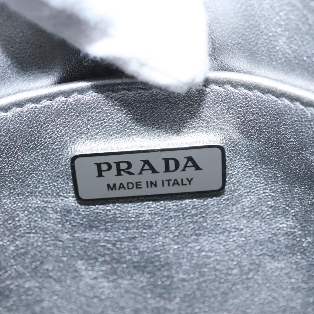 PRADA Shoulder Bag Leather Silver Auth 134333V