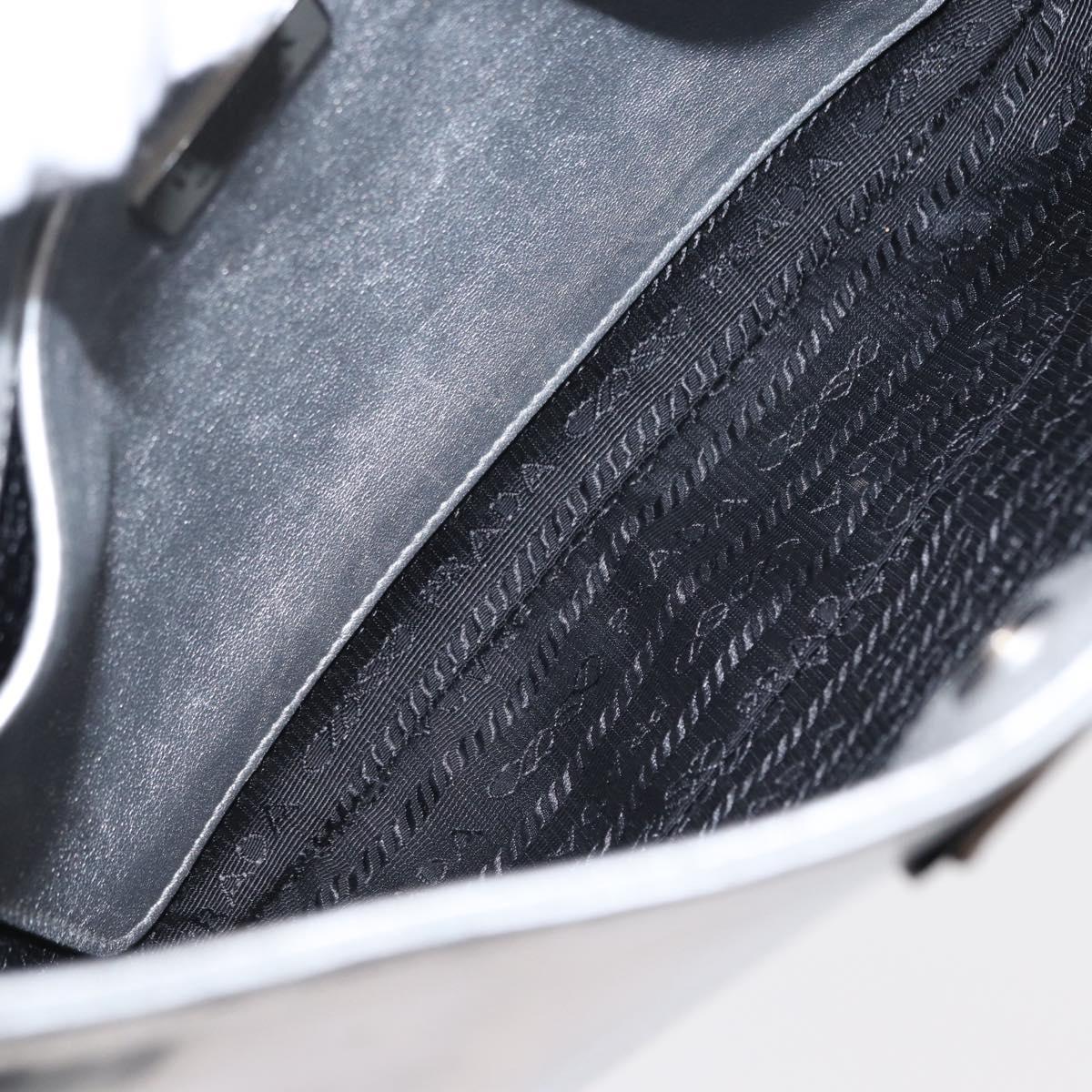 PRADA Shoulder Bag Leather Silver Auth 134333V