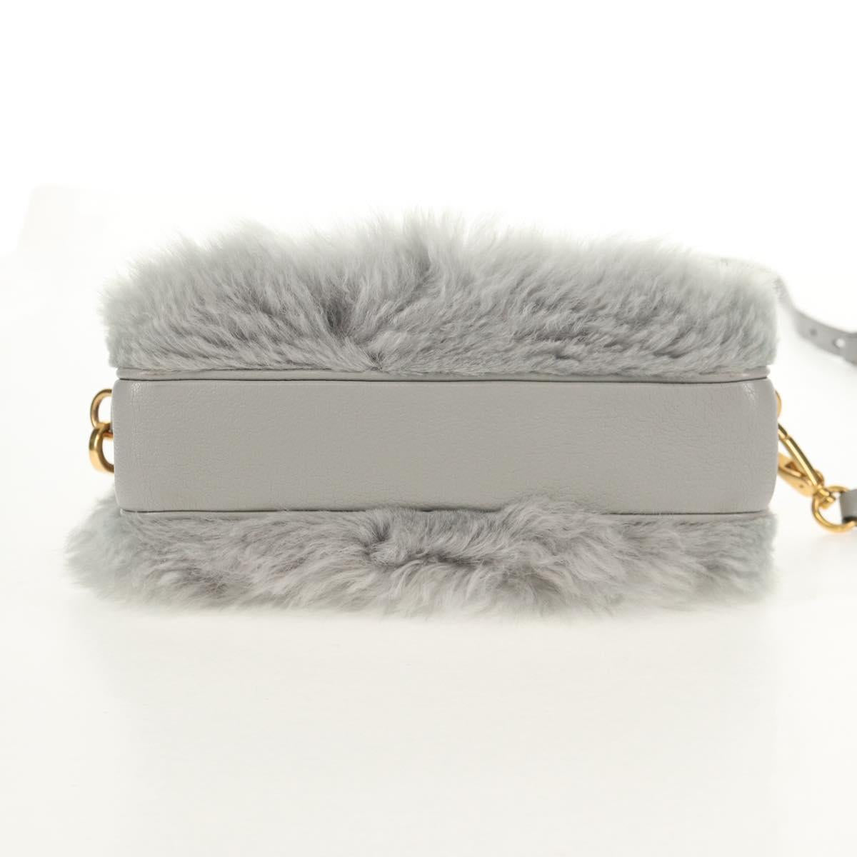 Miu Miu Shoulder Bag Fur Gray Gold Auth 134337V
