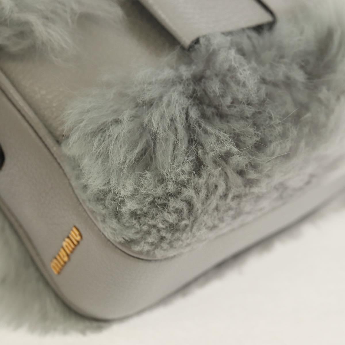 Miu Miu Shoulder Bag Fur Gray Gold Auth 134337V
