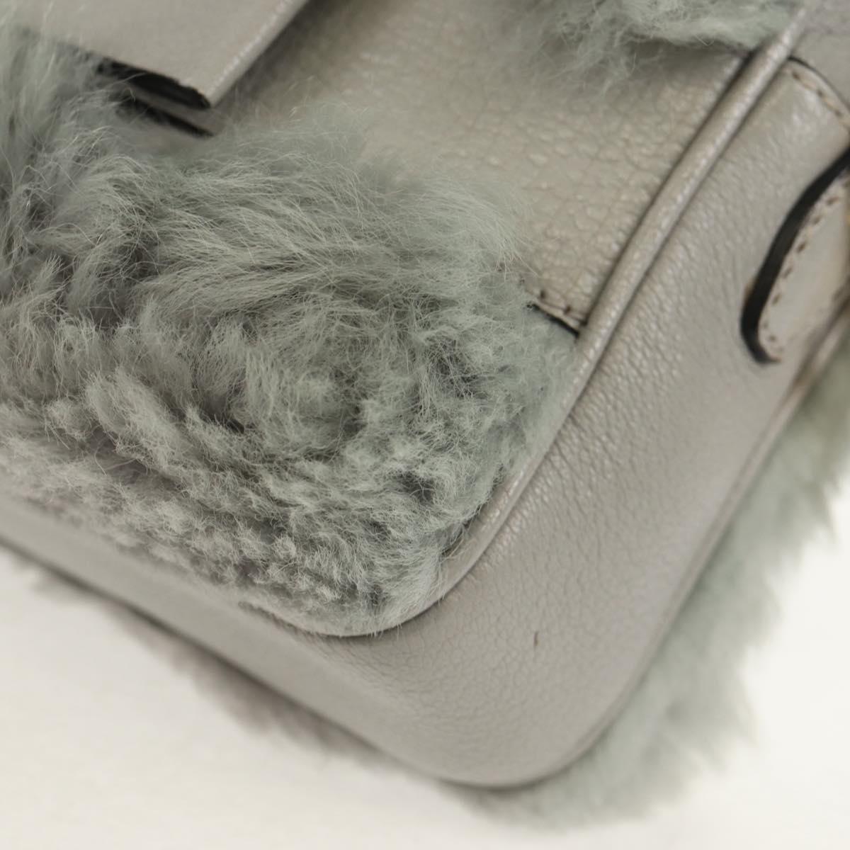 Miu Miu Shoulder Bag Fur Gray Gold Auth 134337V
