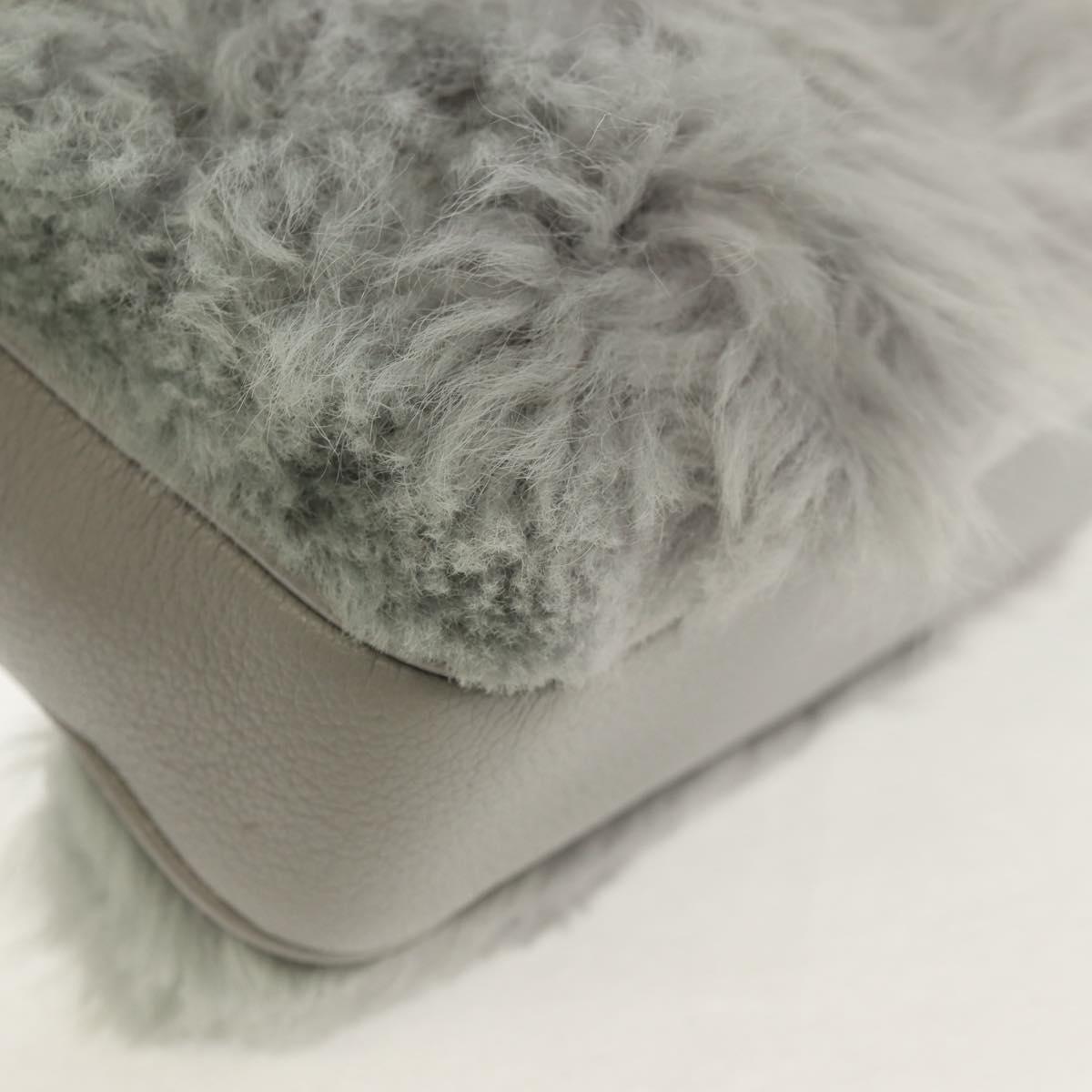 Miu Miu Shoulder Bag Fur Gray Gold Auth 134337V