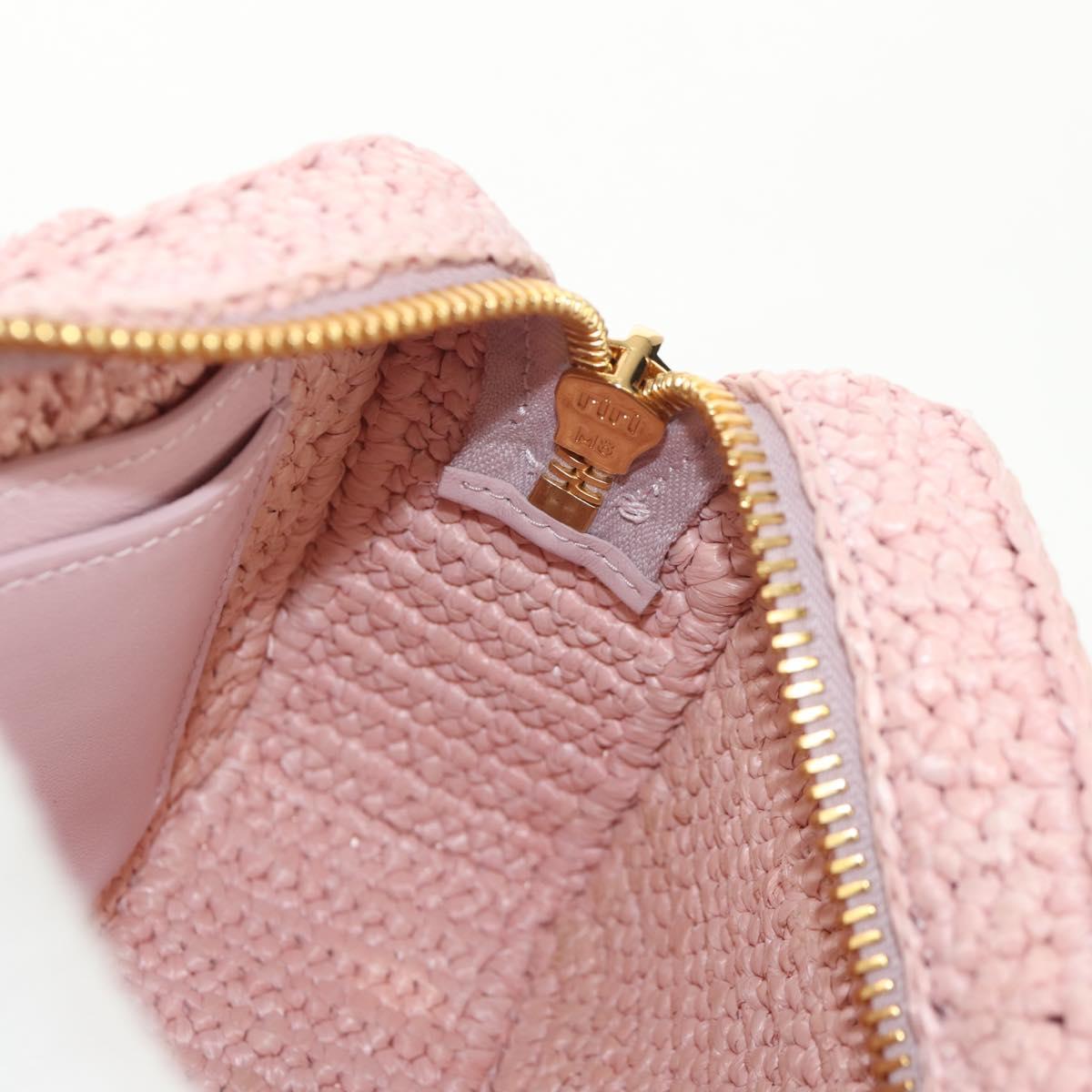 Miu Miu Arkady Hand Bag Raffia 2way Pink Gold 5BB123 Auth 134338AM