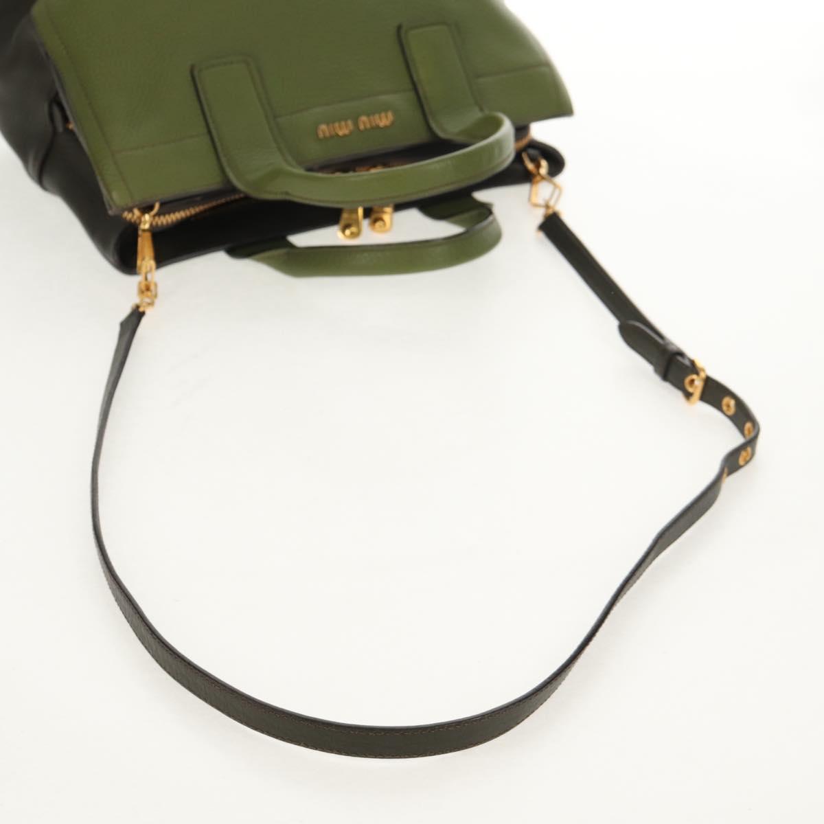 Miu Miu Hand Bag Leather 2way Green Gold RN0889 Auth 134339V