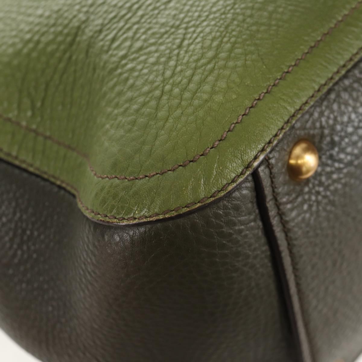Miu Miu Hand Bag Leather 2way Green Gold RN0889 Auth 134339V