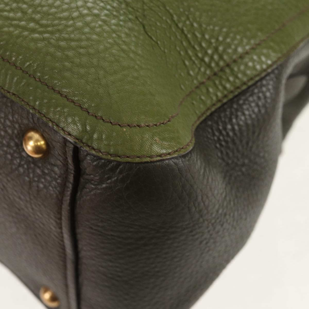 Miu Miu Hand Bag Leather 2way Green Gold RN0889 Auth 134339V