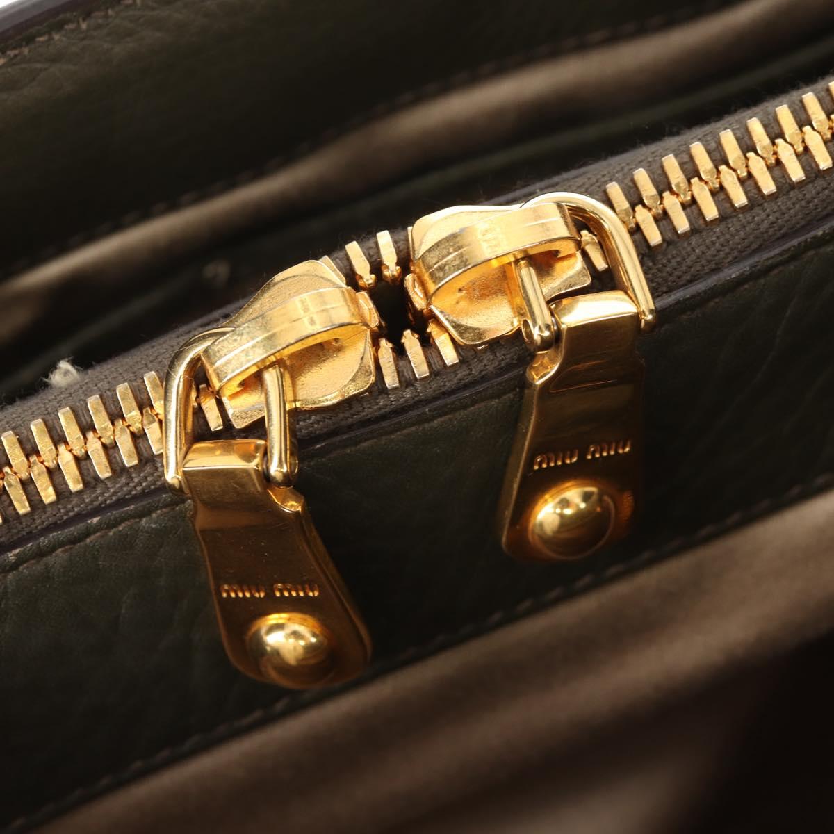 Miu Miu Hand Bag Leather 2way Green Gold RN0889 Auth 134339V