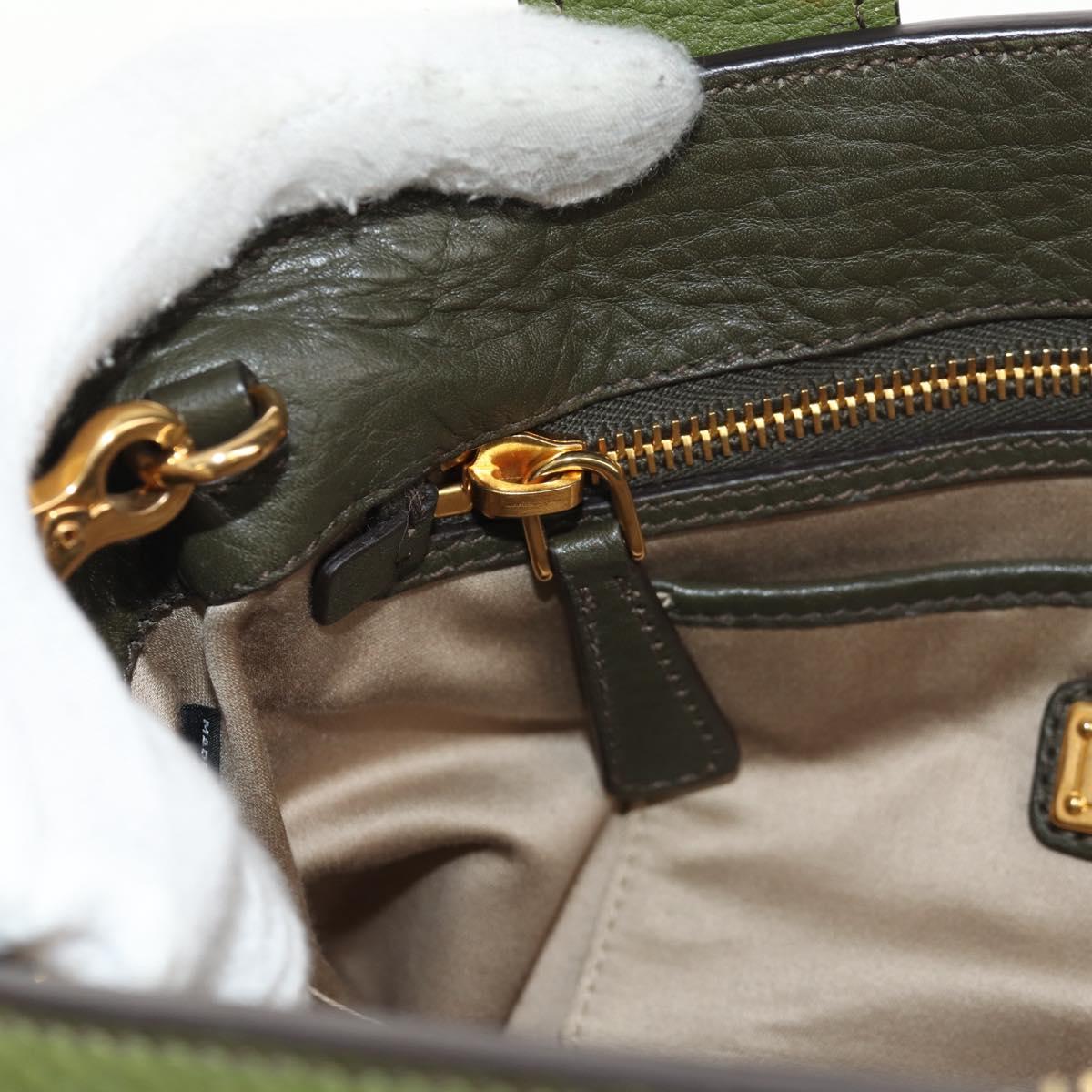 Miu Miu Hand Bag Leather 2way Green Gold RN0889 Auth 134339V