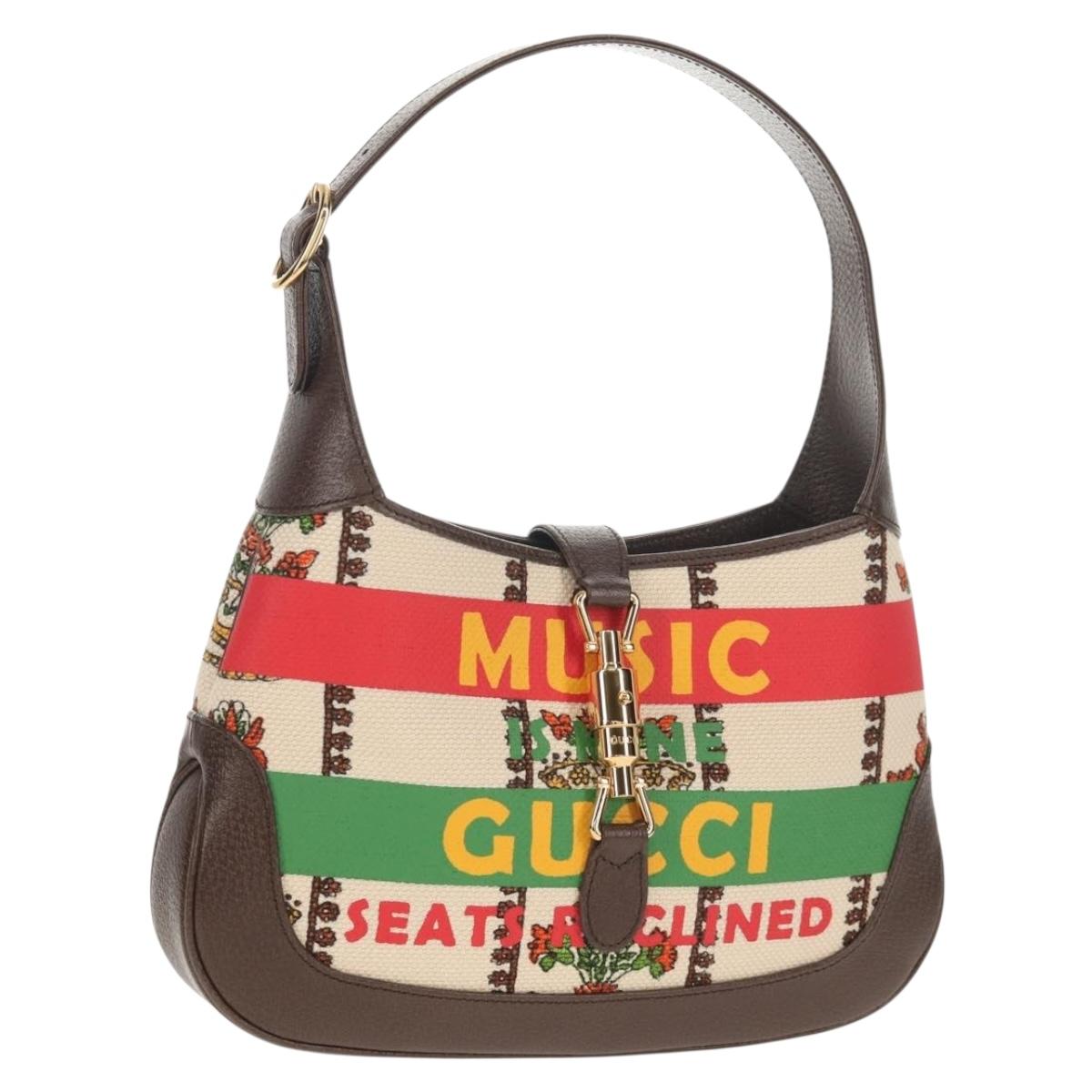 GUCCI New Jackie Shoulder Bag Canvas Brown Gold 636706 Auth 134340SM