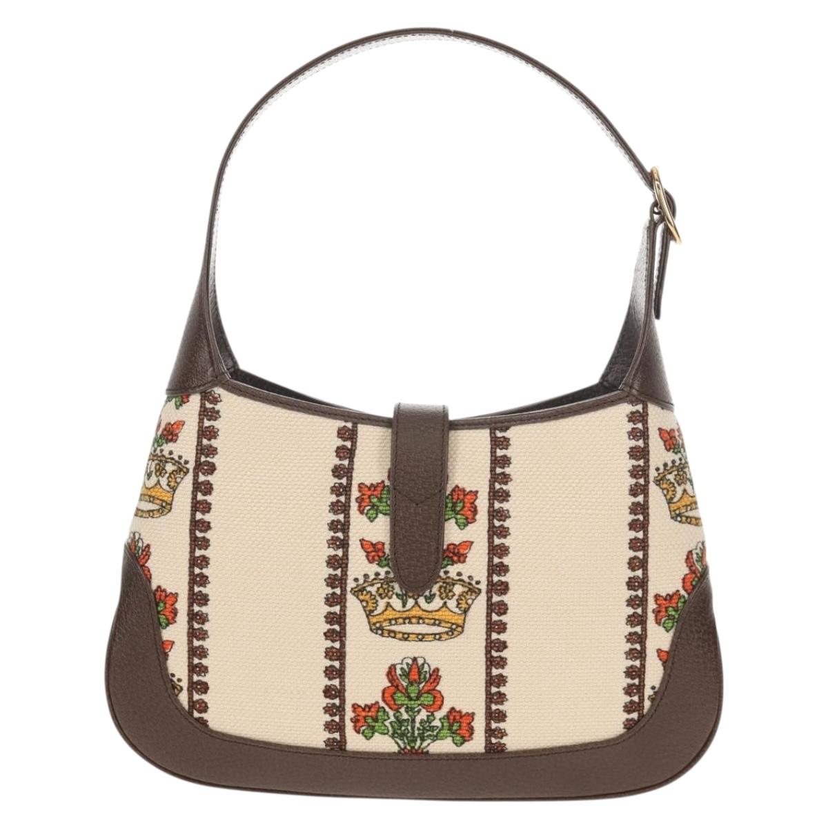 GUCCI New Jackie Shoulder Bag Canvas Brown Gold 636706 Auth 134340SM