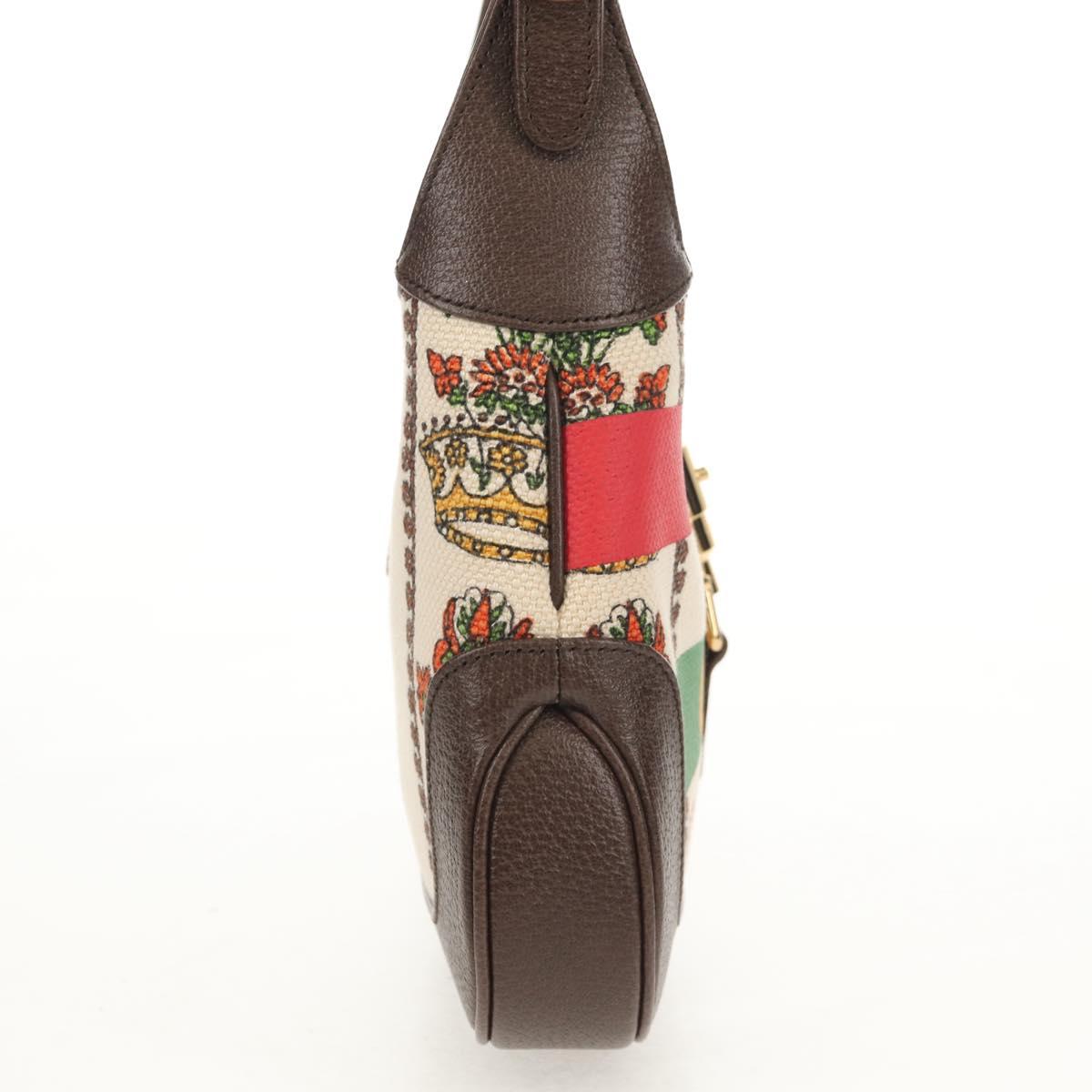 GUCCI New Jackie Shoulder Bag Canvas Brown Gold 636706 Auth 134340AM