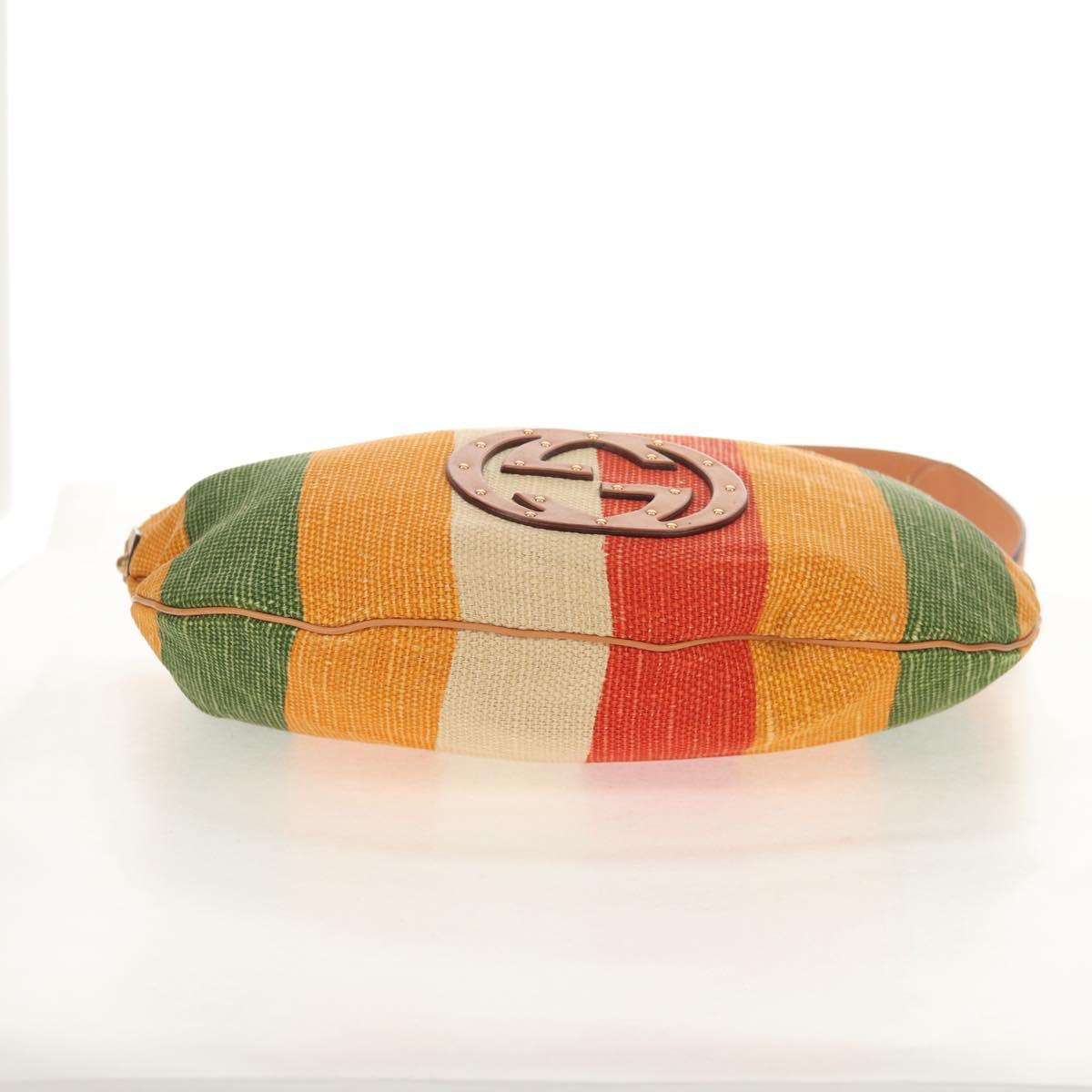 GUCCI Interlocking Shoulder Bag Canvas Multicolor Gold Auth 134341V