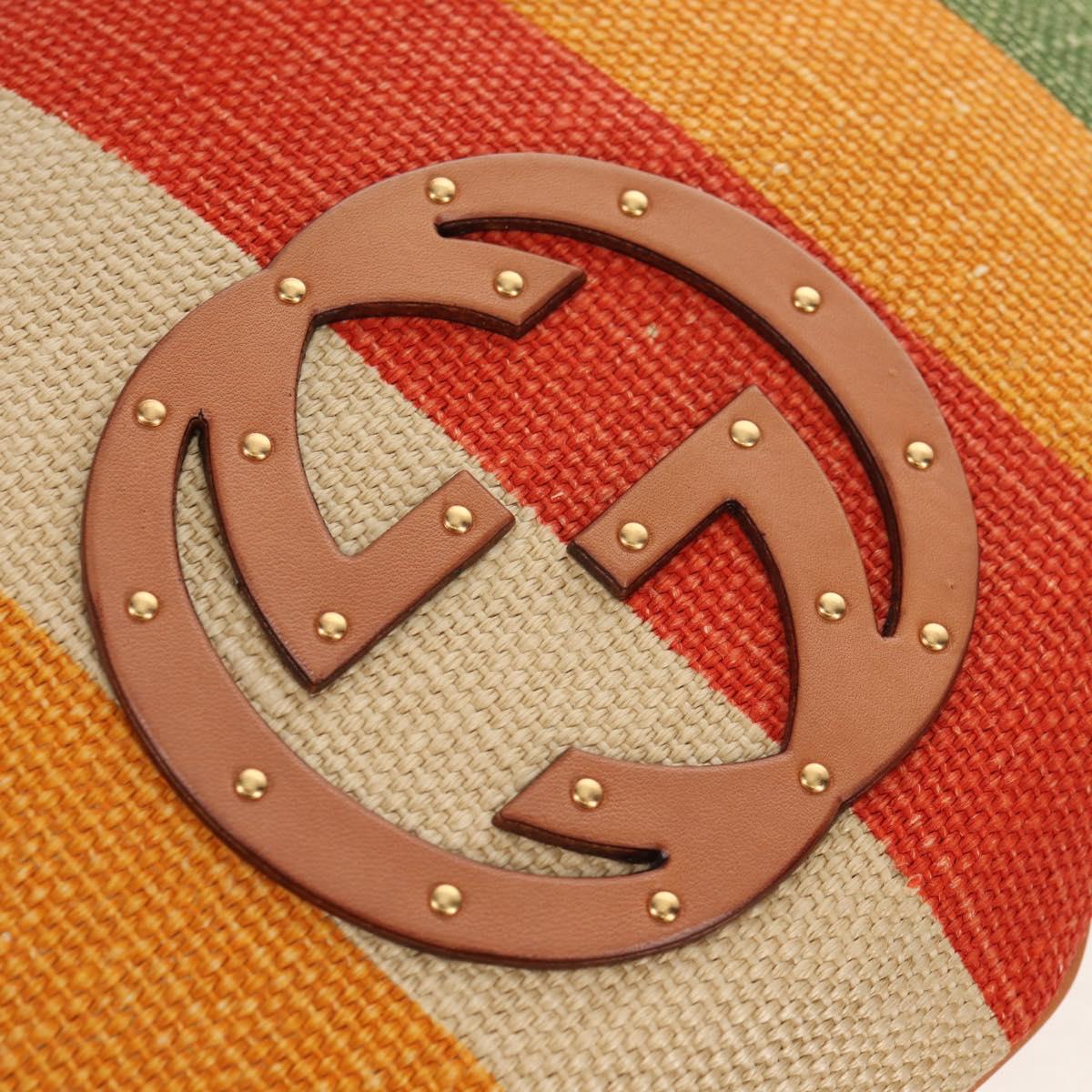 GUCCI Interlocking Shoulder Bag Canvas Multicolor Gold Auth 134341V