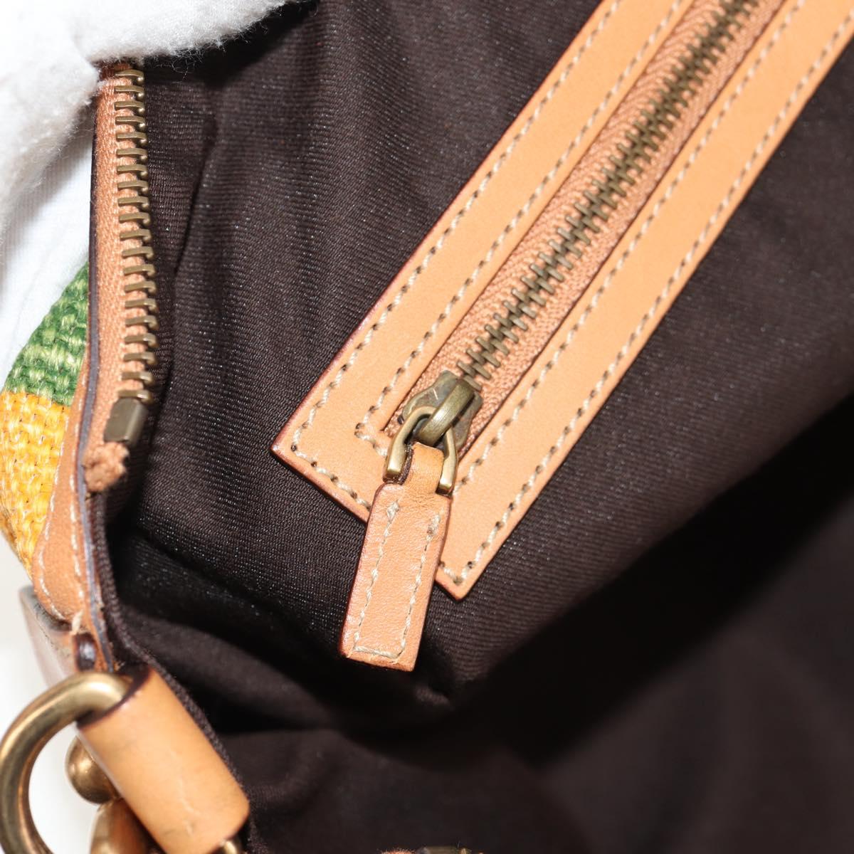 GUCCI Interlocking Shoulder Bag Canvas Multicolor Gold Auth 134341SAV