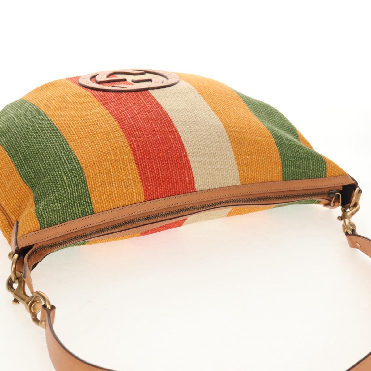 GUCCI Interlocking Shoulder Bag Canvas Multicolor Gold Auth 134341SAV