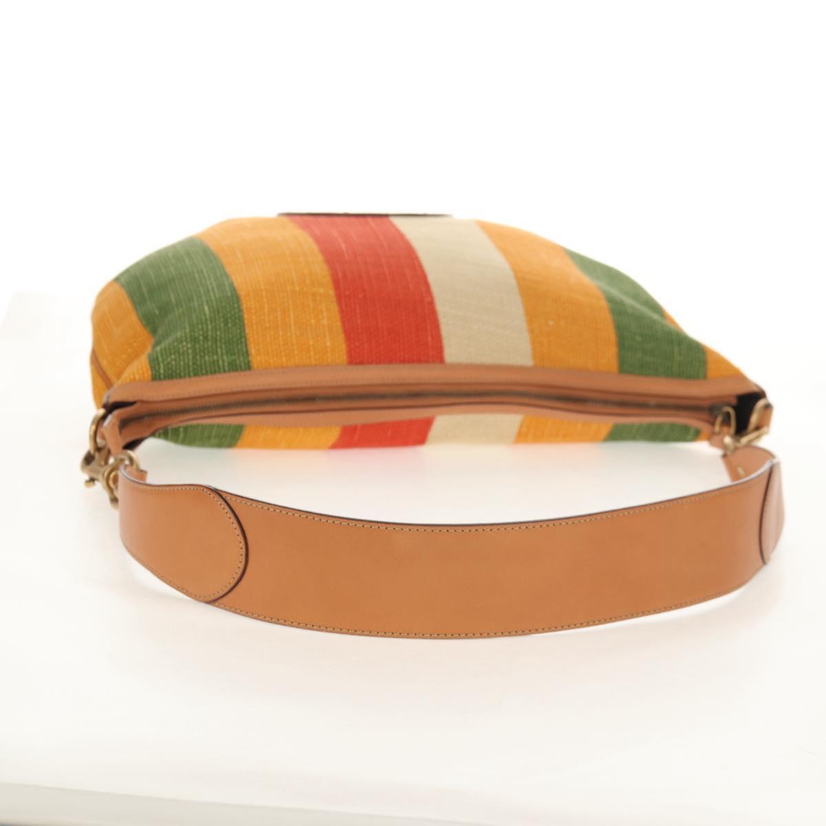 GUCCI Interlocking Shoulder Bag Canvas Multicolor Gold Auth 134341SAV
