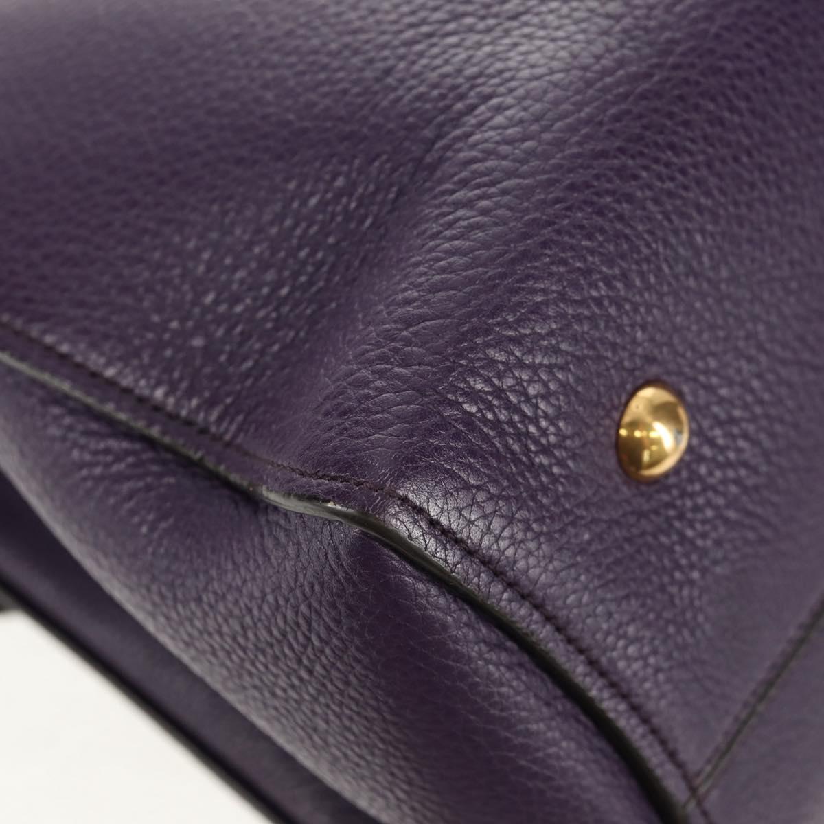 Salvatore Ferragamo Gancini Hand Bag Leather 2way Purple Gold Auth 134342V