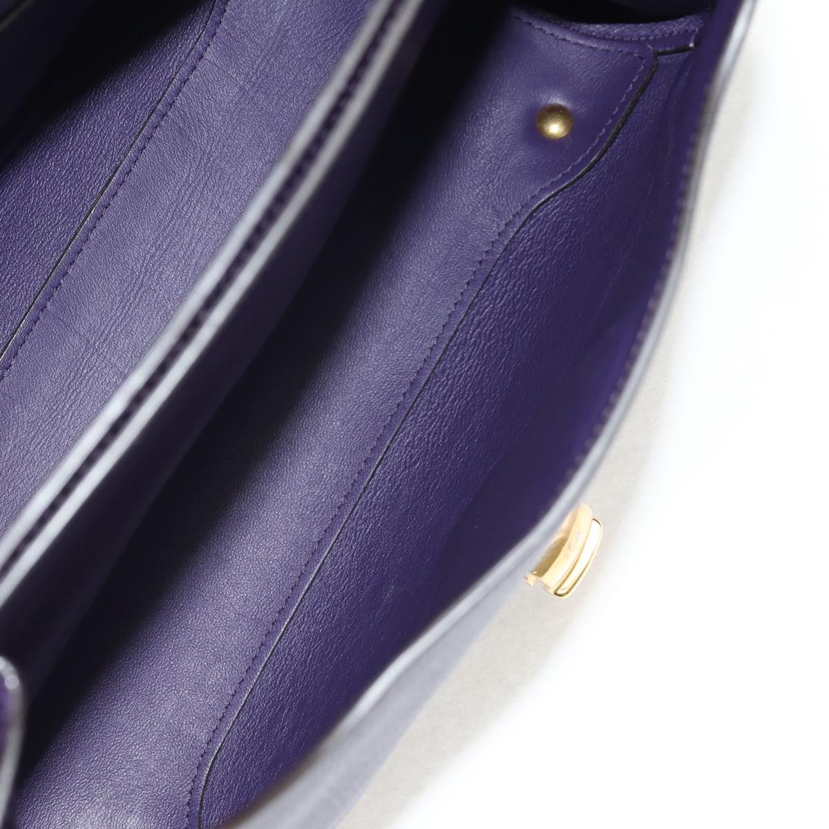 Salvatore Ferragamo Gancini Hand Bag Leather 2way Purple Gold Auth 134342V