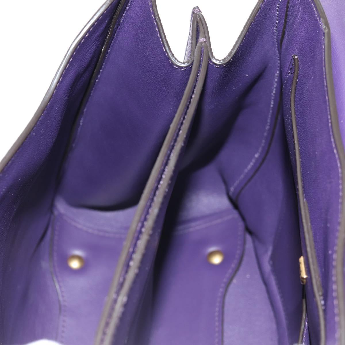 Salvatore Ferragamo Gancini Hand Bag Leather 2way Purple Gold Auth 134342V