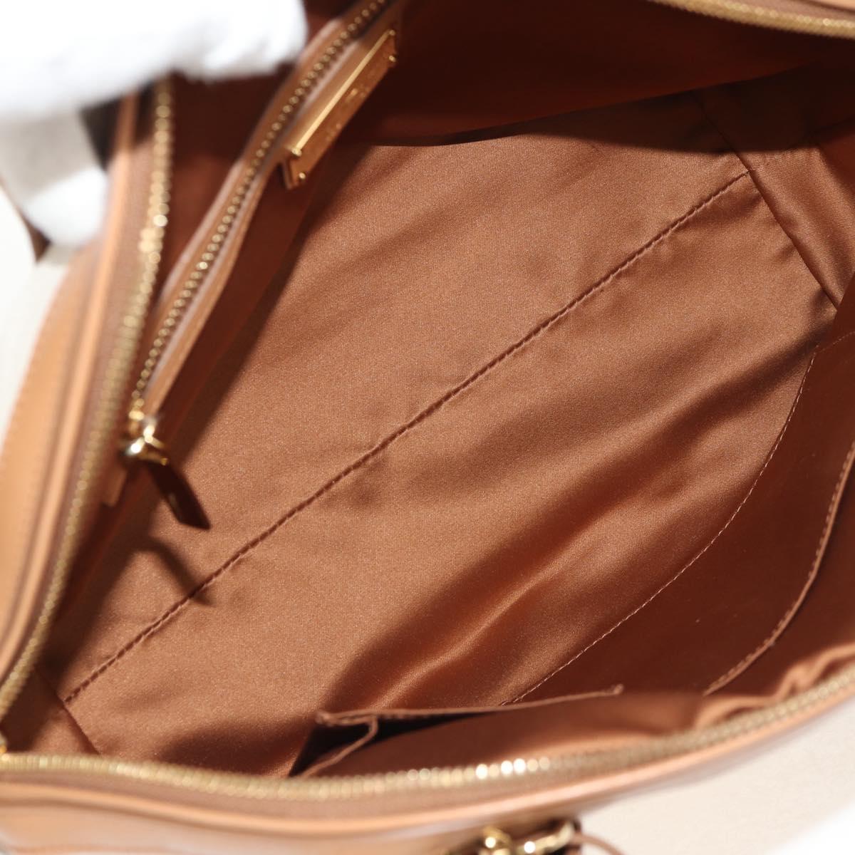 Salvatore Ferragamo Hand Bag Canvas Leather 3way Beige Gold Auth 134343V