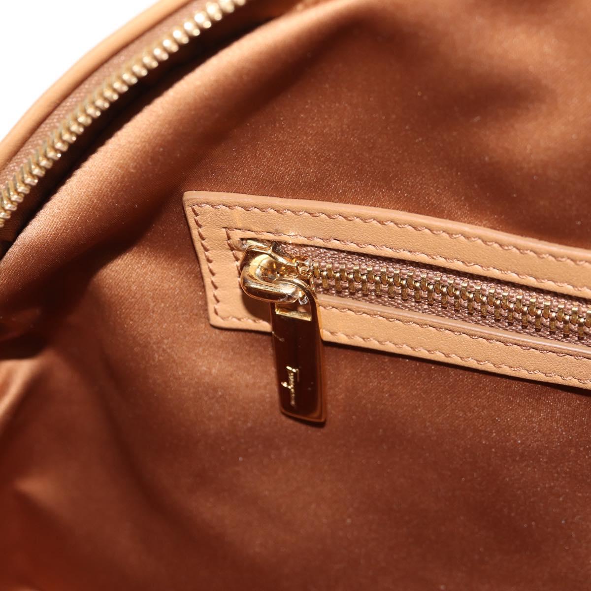 Salvatore Ferragamo Hand Bag Canvas Leather 3way Beige Gold Auth 134343V