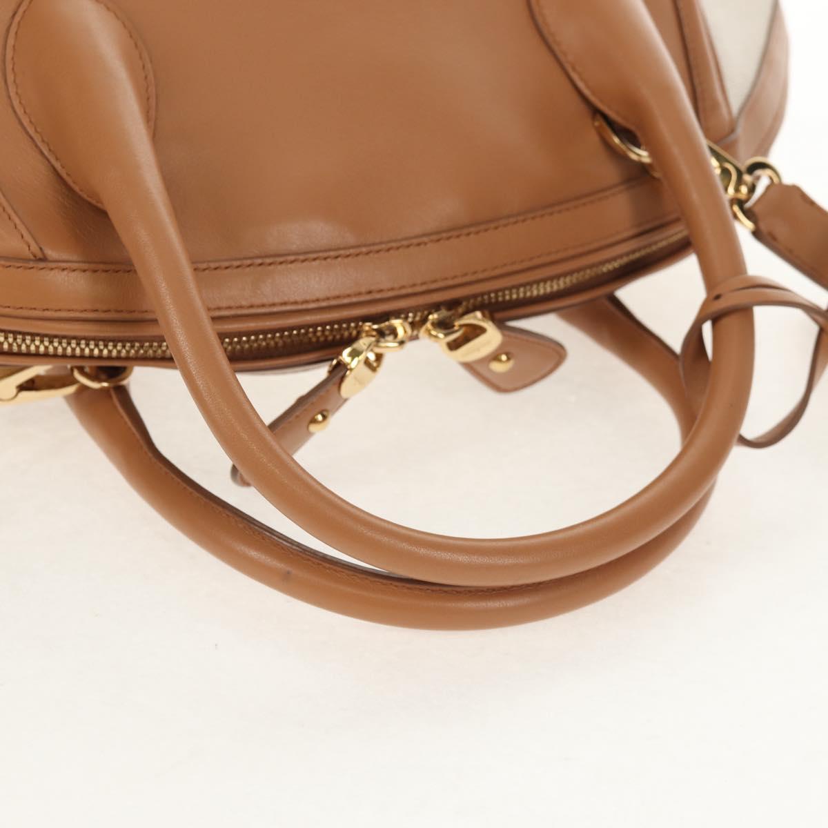 Salvatore Ferragamo Hand Bag Canvas Leather 3way Beige Gold Auth 134343V