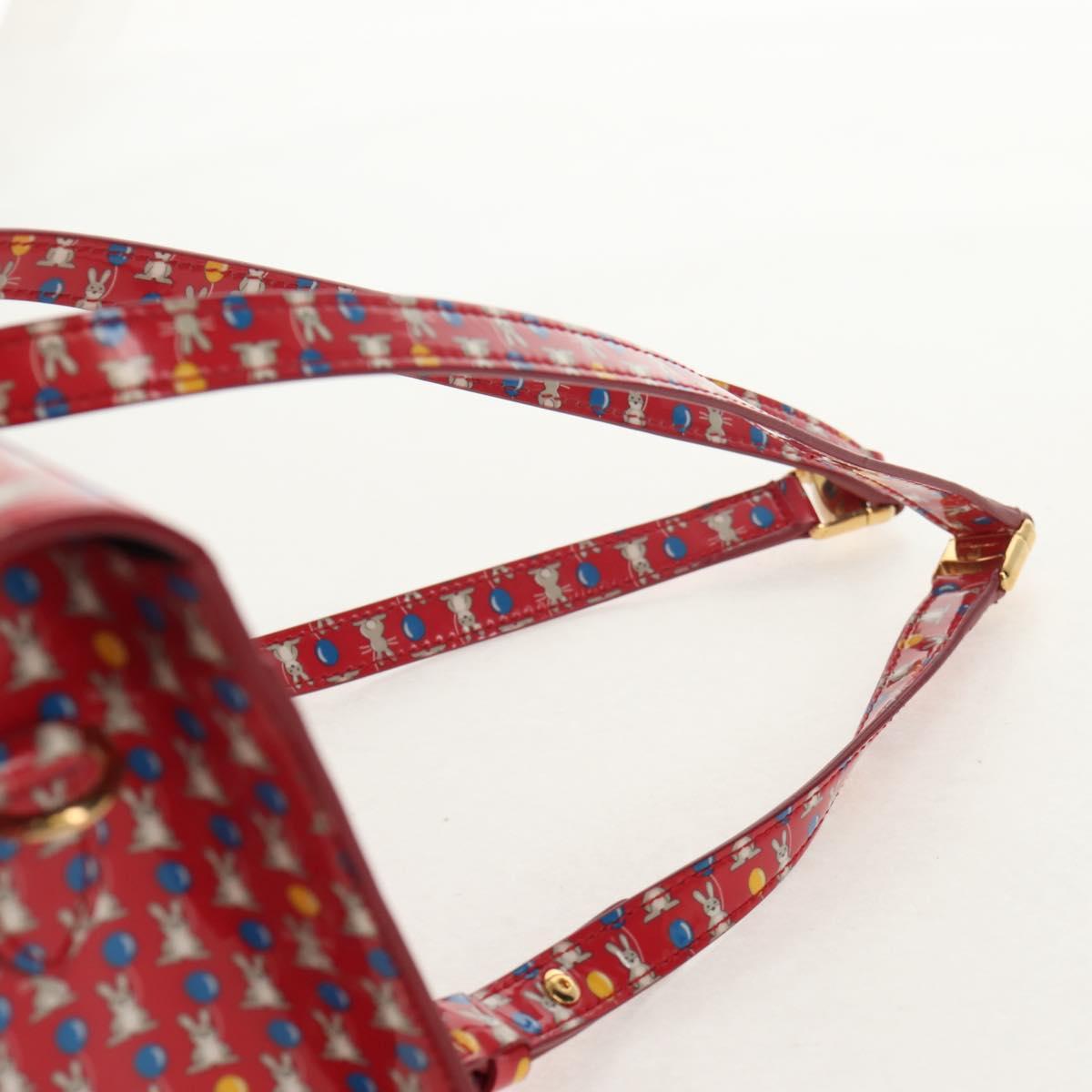 Salvatore Ferragamo Vala Backpack Vinyl Coating 3way Red Gold Auth 134344AV