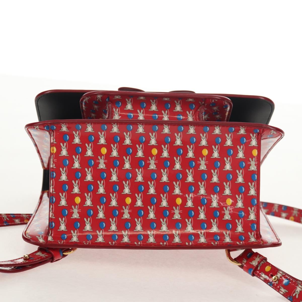 Salvatore Ferragamo Vala Backpack Vinyl Coating 3way Red Gold Auth 134344AV