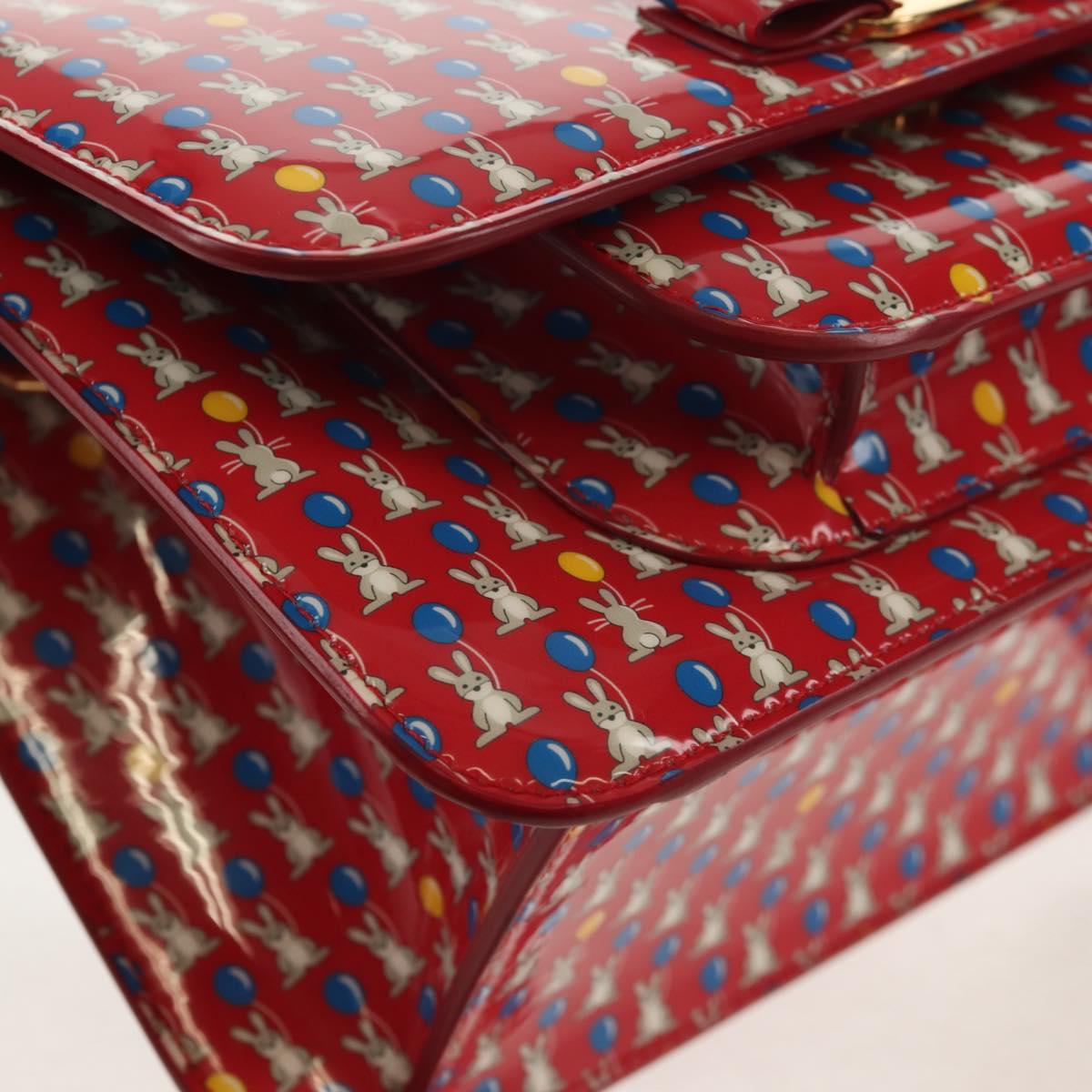 Salvatore Ferragamo Vala Backpack Vinyl Coating 3way Red Gold Auth 134344AV