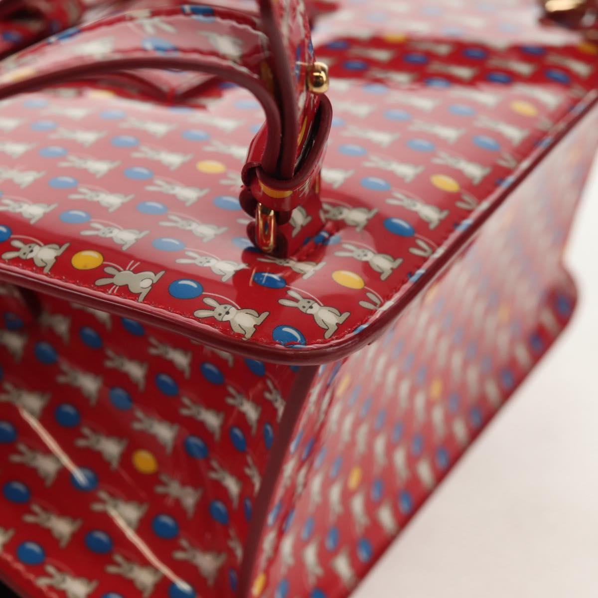 Salvatore Ferragamo Vala Backpack Vinyl Coating 3way Red Gold Auth 134344AV