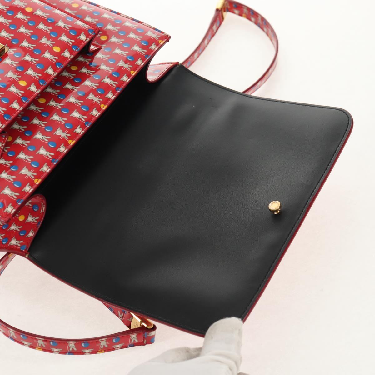 Salvatore Ferragamo Vala Backpack Vinyl Coating 3way Red Gold Auth 134344AV