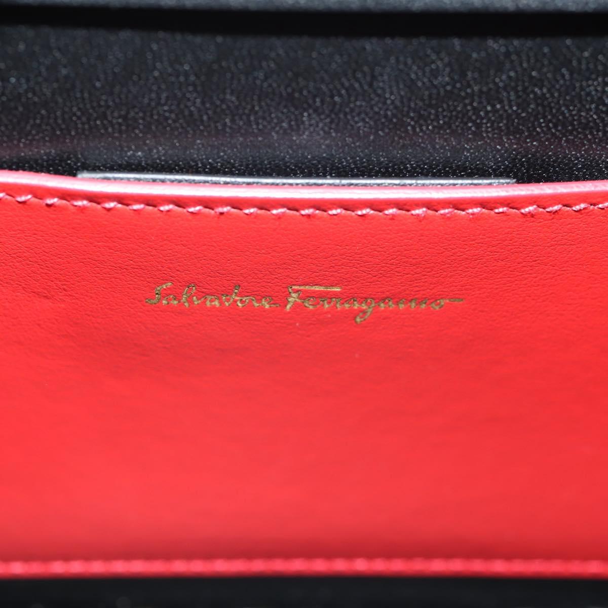 Salvatore Ferragamo Vala Backpack Vinyl Coating 3way Red Gold Auth 134344AV