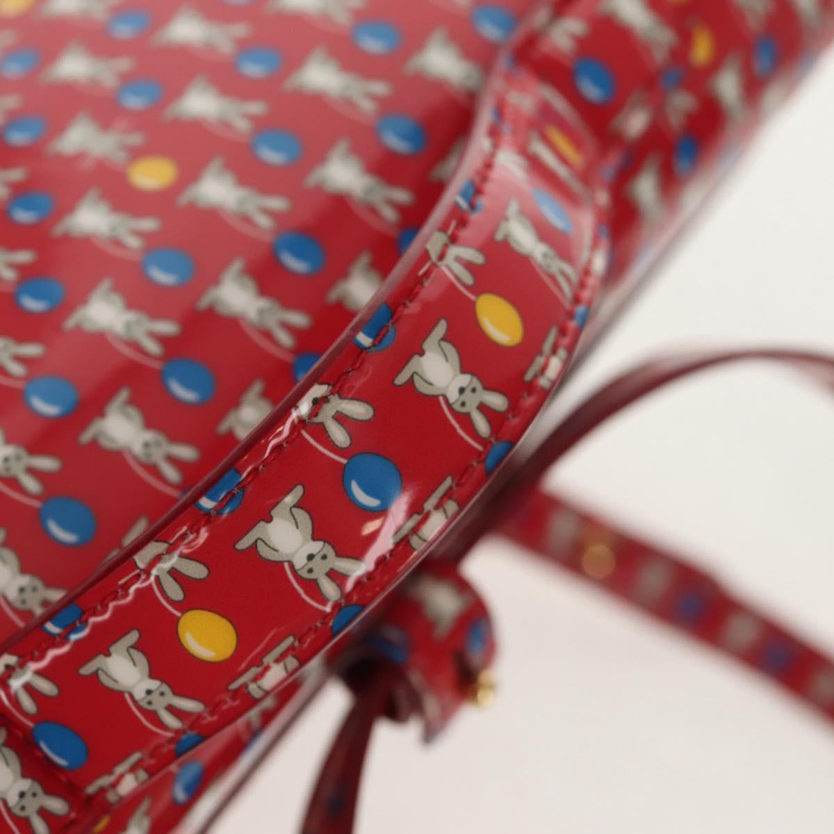 Salvatore Ferragamo Vala Backpack Vinyl Coating 3way Red Gold Auth 134344AV